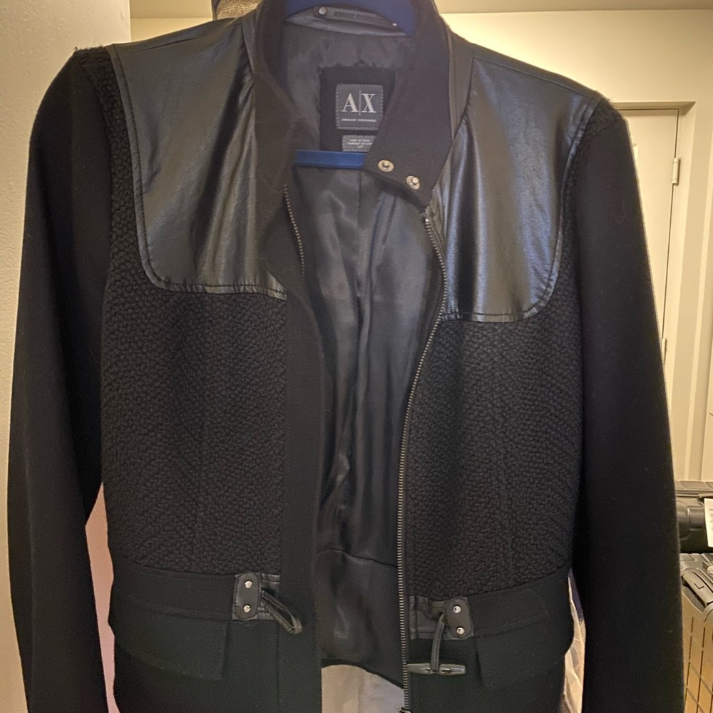 Armani Exchange leather wool coat